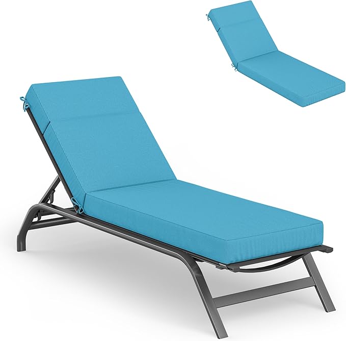 Chaise Lounge Cushions Outdoor, 72" L X 21" W X 4" D Lounge Chair Cushions for Outdoor Furniture, High-Density Foam Outdoor Chaise Cushion-Waterproof Fade-Resistant ThickPatio lounge chair cushion