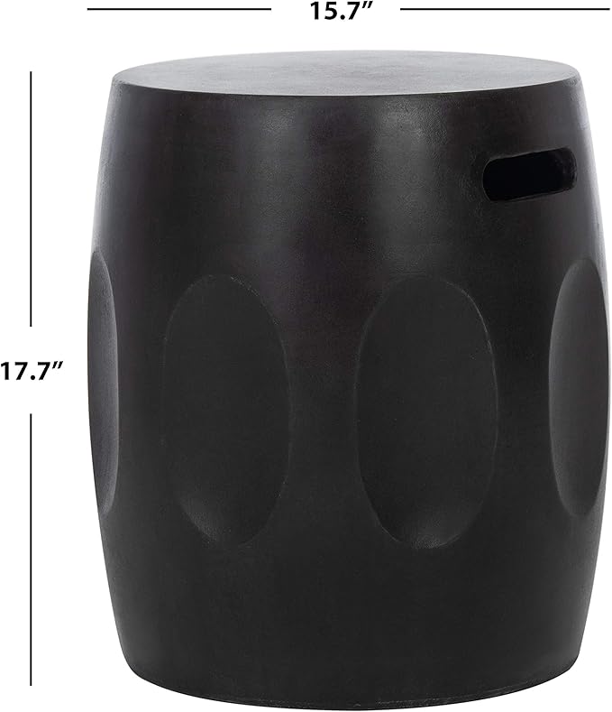 SAFAVIEH Outdoor Zuri Black Modern Concrete Round Accent Table
