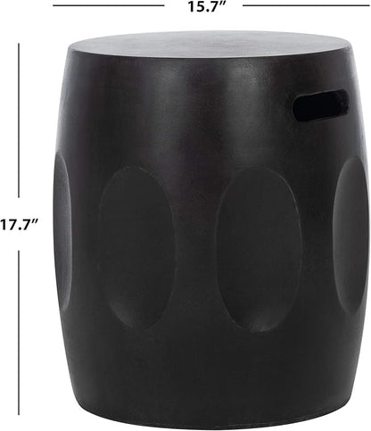 SAFAVIEH Outdoor Zuri Black Modern Concrete Round Accent Table
