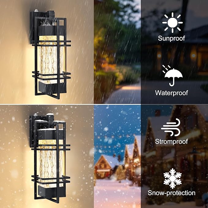 WIHTU Dusk to Dawn Outdoor Front Porch Light Fixtures Wall Mount, Waterproof Wall Sconce Lights(1 Pack), Sensor Exterior Lighting Fixtures for House, Outside Lantern Lamp for Garage, Doorway