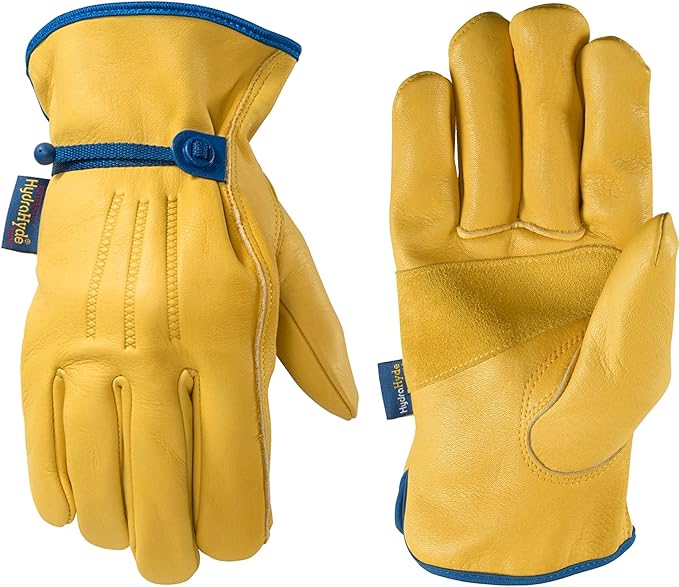Wells Lamont Men's Adjustable HydraHyde Leather Work Gloves – Water-Resistant, Breathable, Durable – Ideal for Gardening, Landscaping, Ranching – Heavy Duty Leather Work Gloves – Saddletan, X-Large