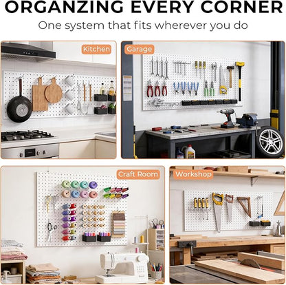 INCLY 278PCS Pegboard Accessories Organizer Kit, Peg Board Hooks Assortment with Bins for Organizing Various Tools, Fit 1/8 or 1/4 inch Pegboard for Hanging Storage, Garage Wall Attachments