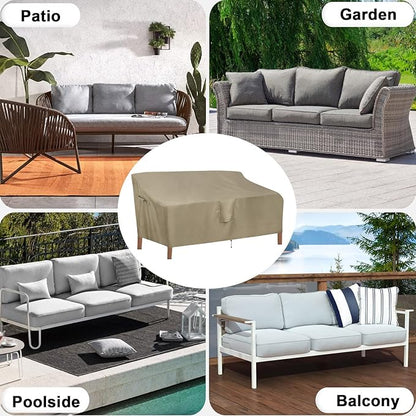 OutdoorLines Outdoor Waterproof Patio 3-Seater Couch Cover - UV Resistant Patio Sofa Furniture Covers Weatherproof Heavy Duty Glider Covers for Outdoor Furniture, 76Wx32.5Dx33H Inches, Camel