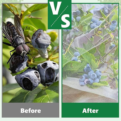 OZMI Bird Netting for Garden, 4 x 4 FT Blueberry Bush Netting Cover with Zipper, Garden Netting for Gardening, Drawstring Reusable Mesh Plant Protector for Shrubs Bush Fruit Tree Potted (2 Pack)