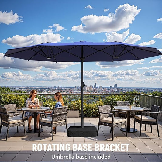 Outdoor Patio Umbrella, Table Umbrella with Push Button Tilt and Crank, 8 Ribs Market Umbrella