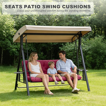 Porch Swing Cushions,Outdoor Cushions 3 Seater Replacement with Backrest, Waterproof Thickened Bench Cushion with Ties for Porch, Patio,Outdoor, Backyard and Garden (Wine Red 40 * 40 in)