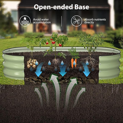 Winpull Raised Garden Bed Kit, 5x2x1 ft Galvanized Planter Box Outdoor with Safety Edging, Large Metal Raised Beds for Gardening Vegetables Flower Fruits (Avocado Green)