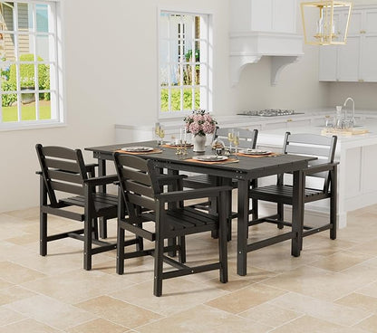 Anbuy Patio HDPE Dining Table Sets,Removable 2-in-1 Outdoor Patio Table,Dining Table for 6,Sun-Resistant and Easy to Clean, Low Maintenance for Balcony, Backyard, Lawn, Garden(Black)