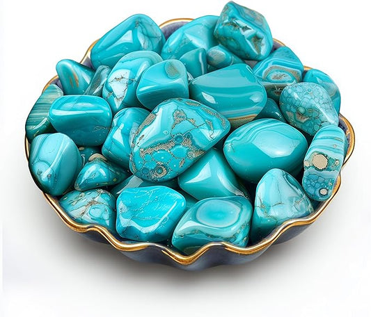 Turquoise Healing Crystal Stone Set - 24 Pieces, 0.6" Natural & Polished Stones for Healing, Meditation, Reiki, Chakra, Crafting & Decoration