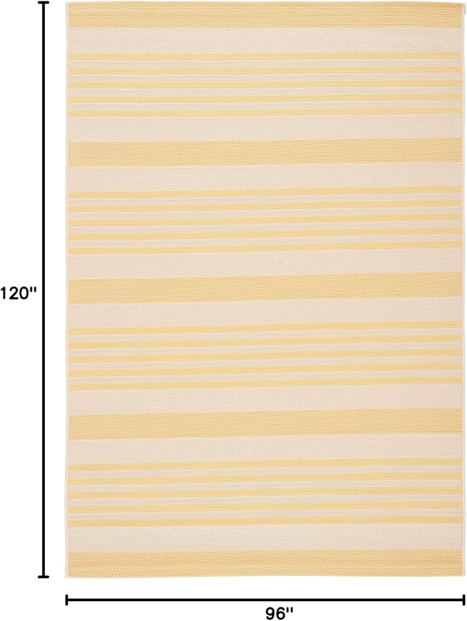 SAFAVIEH Courtyard Collection 8' x 10' Gold/Beige CY6062 Stripe Indoor/-Outdoor Waterproof Easy-Cleaning Patio Backyard Mudroom Area-Rug