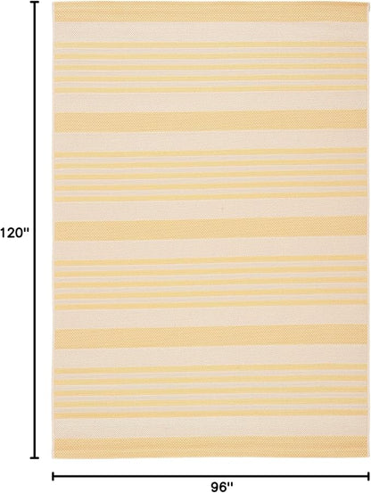 SAFAVIEH Courtyard Collection 8' x 10' Gold/Beige CY6062 Stripe Indoor/-Outdoor Waterproof Easy-Cleaning Patio Backyard Mudroom Area-Rug