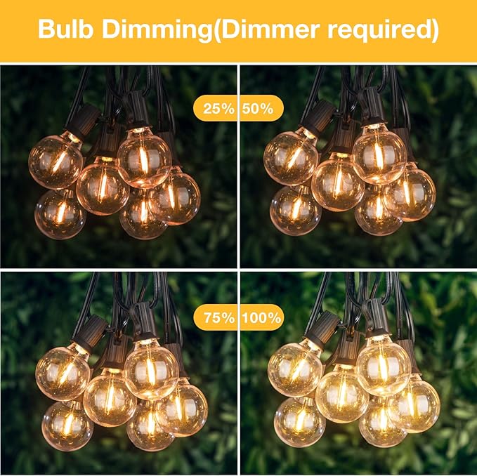 String Lights for Outside 150FT,Dimmable Waterproof Outdoor String Lights with 75+2 Shatterproof G40 Globe Bulbs Connectable LED Patio Lights, Commercial Hanging Lights for Christmas Backyard Party