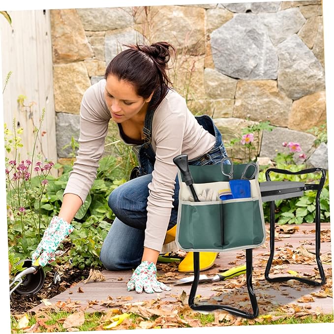 YARNOW Garden Kneeler Tool Bag Large Multi-Pocket Tote with Durable 600D Fabric Storage Pouch for Gardening Tools Organizer and Easy Carry