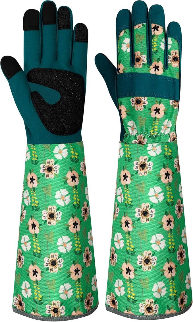 Long Gardening Gloves for Women Thorn Proof Leather Garden Gloves Breathable Working Gloves for Women Yard Outdoor