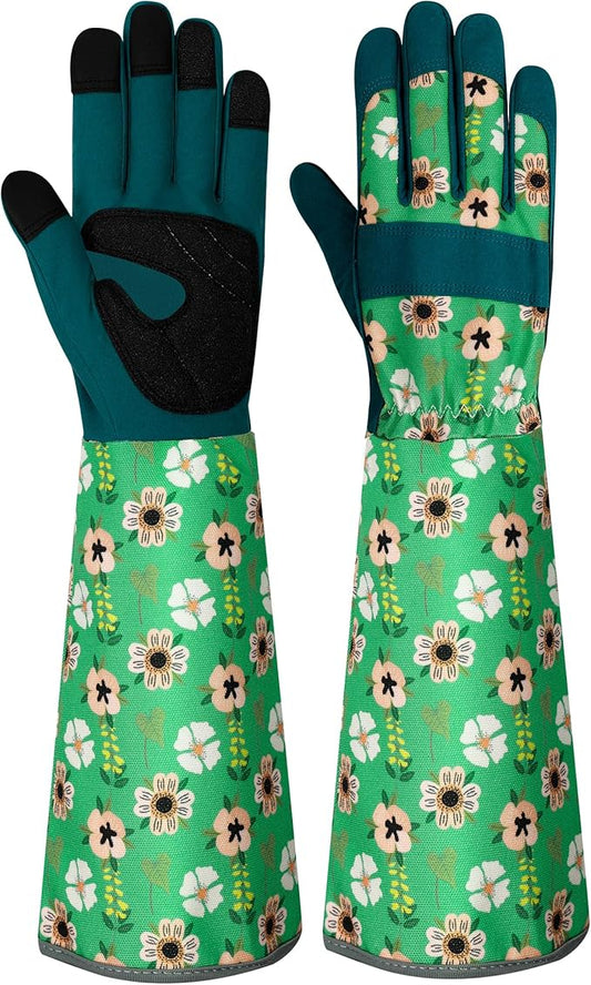Long Gardening Gloves for Women Thorn Proof Leather Garden Gloves Breathable Working Gloves for Women Yard Outdoor