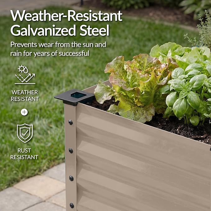 Best Choice Products 72x24x30in Non Toxic Galvanized Raised Garden Bed, Metal Elevated Planter Box, Vegetable Garden, 100% Non Toxic Materials - Taupe