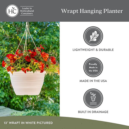 The HC Companies Wrapt Hanging Planters - Lightweight Plant Pot Hanger for Hanging Plants, Vegetables & Herbs - Outdoor & Indoor Hanging Basket for Plants (13" Pepperstone, Pack of 1)