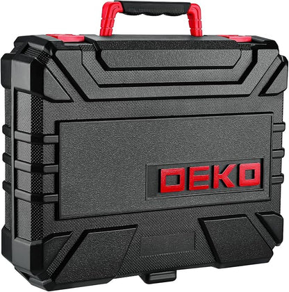 DEKOPRO Drill Set: Tool Set with 8V Red Cordless Drill, Home Tool Kit with Drill, Hand Tool Kits for Women 126 Piece