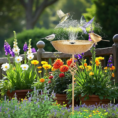 Bird Bath for Outside,Metal Birds Bath Bowl for Outdoors,27.6" H Bird Feeder & Water Feeders with 5 Prongs Base Stake,Vintage Free Standing Garden Patio Lawn Yard Decor
