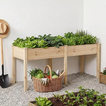 NEWBULIG Raised Garden Bed with Legs 72x23x30in,Elevated Wood Planter Box Stand for Outdoors Garden Balcony Courtyard, Natural Wood 600 Pound Capacity for Planting Herbs Flowers Vegetables