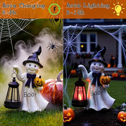 Halloween Decoration Ghost Solar Statue Outdoor - Cute Halloween Decor for Garden Home Patio Balcony : Unique Gifts for Holiday Decorations