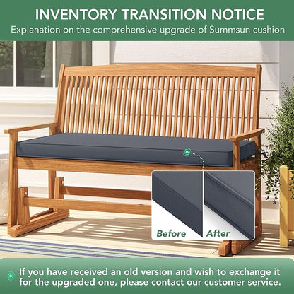 Summsun Outdoor Bench Cushion: Waterproof and Fade Resistant Patio Furniture Cushions - Non-Slip Bench Pad Cushion with Removable Cover for Garden Swing Porch Sofa Settee, 59 x 18 Inch, Dark Grey
