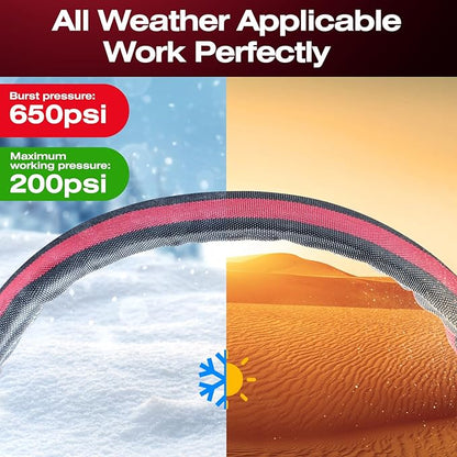 Flexible & Lightweight Garden Hose - 2026 Upgrade Non-Expanding Hose with Latex Core, Heavy-Duty & Kink-Free Design for High Pressure - Outdoor Yard, Car Washing (Gray/Red, 75 FT)