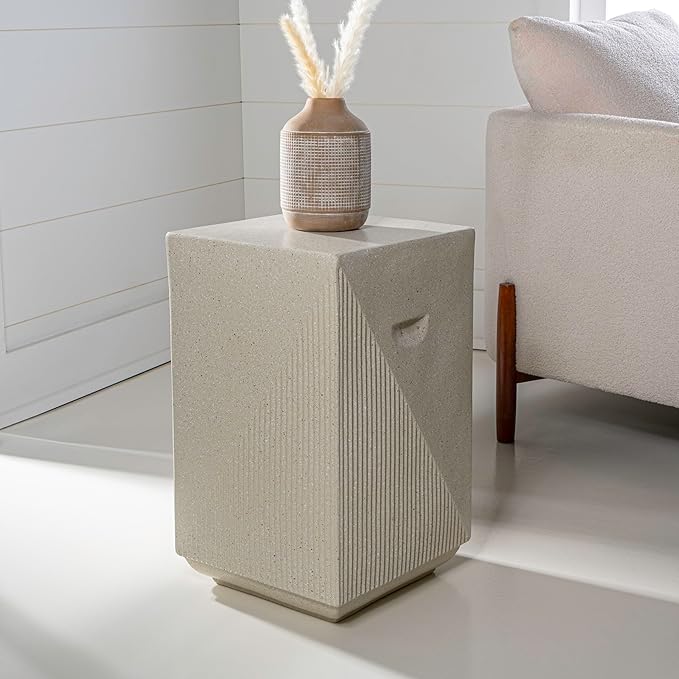 JONATHAN Y TBL1104A Adrian 20.75" Contemporary Minimalist Square Indoor/Outdoor Accent Table Modern, Mid-Century, Art Deco, Contemporary, Patio, Garden, Bathroom, Living Room, Cream Terrazzo Finish