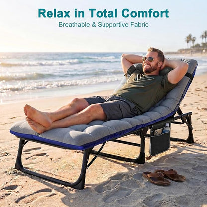 ABORON Tanning Chairs, 2 Pack, 5-Position Padded Folding Loungers | Set of 2 folding chaise lounges with 5-position backs, padded mats and pillows; supports up to 400 lb per chair.