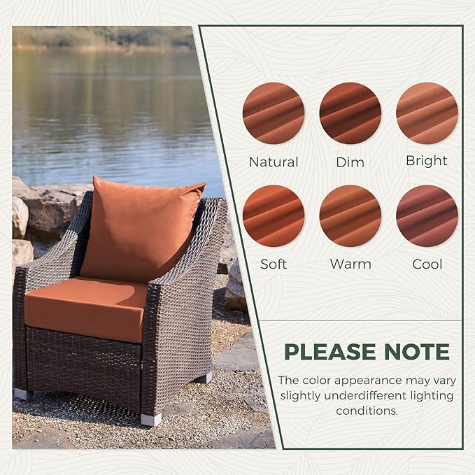 Outdoor Cushions for Patio Furniture, Outdoor Seat Cushion Set 24 x 24 x 4 Inch, Waterproof & Fade Resistant Outdoor Chair Cushions, Deep Patio Chair Cushion with Removable Cover, Spice