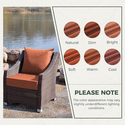 Outdoor Cushions for Patio Furniture, Outdoor Seat Cushion Set 24 x 24 x 4 Inch, Waterproof & Fade Resistant Outdoor Chair Cushions, Deep Patio Chair Cushion with Removable Cover, Spice
