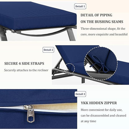 2 Pcs Chaise Lounge Cushions Outdoor, 80" L X 26" W X 4" D Lounge Chair Cushions for Outdoor Furniture, High-Density Foam Patio Chaise Cushion-Waterproof Fade-Resistant ThickPatio lounge chair cushion