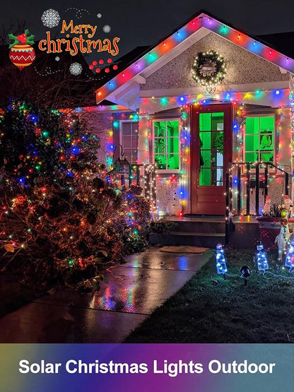 4 Pack Solar Christmas Lights Outdoor Waterproof, 132FT 400LED Solar String Lights Green Wire Fairy Lights, Solar Twinkle Lights with 8 Lighting Modes for Xmas Garden Decorations (Multicolor)