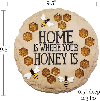 Spoontiques - Garden Décor - Home is Where Your Honey is Stepping Stone - Decorative Stone for Garden