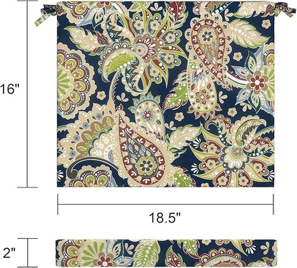 LVTXIII Outdoor Chair Cushions, Fade-Resistant Patio Furniture Cushions Outdoor Chair Pads with Ties for Dining Chairs and Garden Furniture Use, 18.5"x16"x2" 2 Pack, Paisley Sapphire Blue