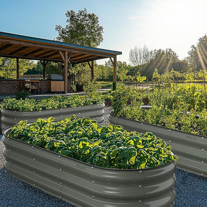 Winpull Raised Garden Bed Kit, 5x2x1 ft Galvanized Planter Box Outdoor with Safety Edging, Large Metal Raised Beds for Gardening Vegetables Flower Fruits (Volcanic Ash)
