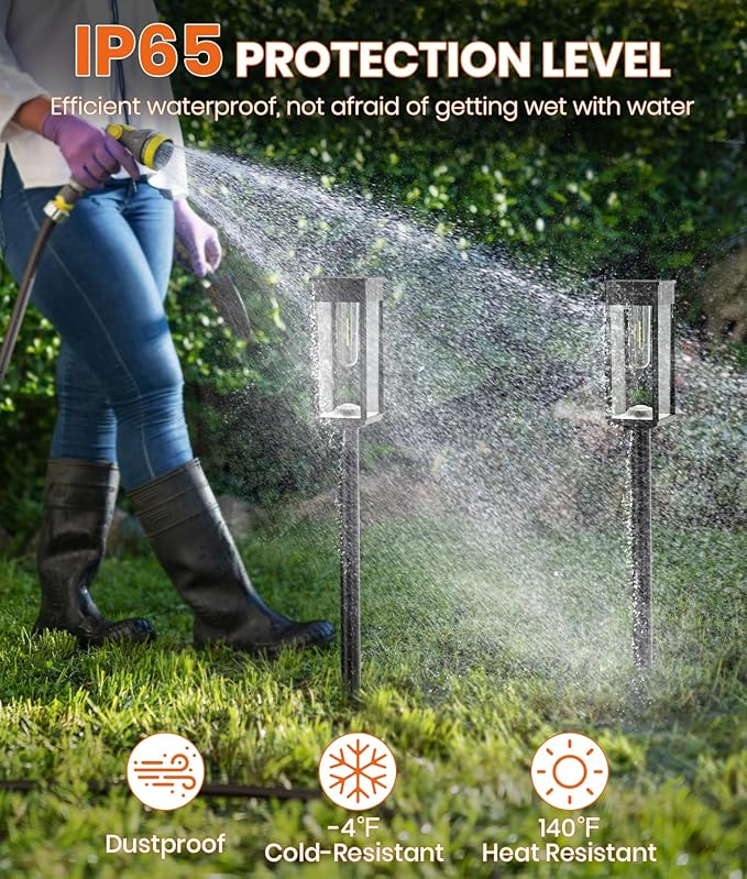 Solar Pathway Lights Outdoor,4 Pack Bright Solar Lights Outdoor,IP65 Waterproof Garden Decor Solar Powered Landscape Lighting for Yard Patio Walkway Driveway Pathway (Cool White)