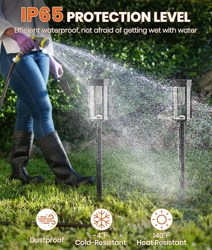 Solar Pathway Lights Outdoor, 2 Pack Bright Solar Lights Outdoor, IP65 Waterproof Solar Garden Lights, Solar Powered Landscape Lighting for Yard Patio Walkway Driveway Pathway (Warm White)