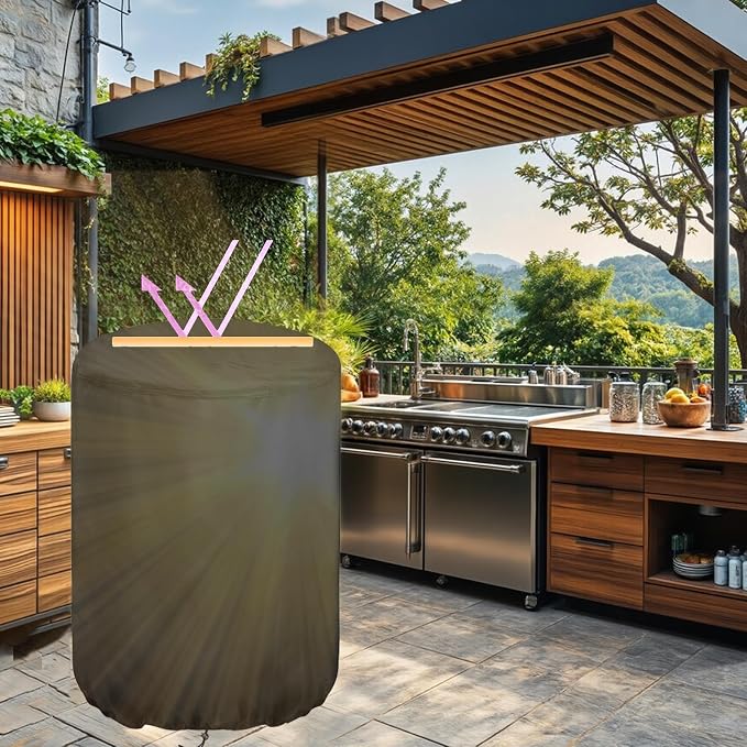Smoker Cover for SUNLIFER 16" Round Charcoal Barbecue Grill, Waterproof Outdoor Smoker BBQ Cover Vertical Smoker Cover - 16" D x 32" H