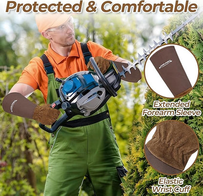 HLDD HANDLANDY Long Gardening Gloves for Women Men - Leather Rose Pruning Gloves Thorn Proof - Breathable Working Glove