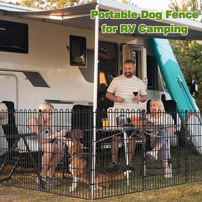 15 Panels No Dig Decorative Garden Fence with Gate for Yard, 32 in(H) X 35.4 ft(L) Animal Barrier Fencing for Outdoor Dog, Metal Portable Garden Fences for Borders, Pets, Landscape, Temporary Fence