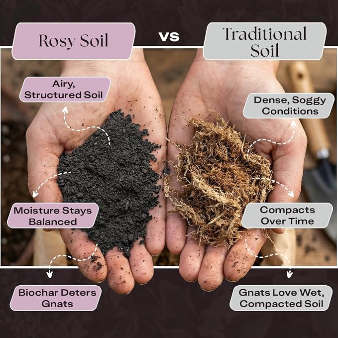Rosy Soil Seed Starter Soil Mix - Organic Peat-Free Seedling Soil w/Worm Castings, Biochar, Mycorrhizae for Seed Germination, Microgreens, Propagation, Herbs, Vegetables, Flowers, Cuttings - 4qt