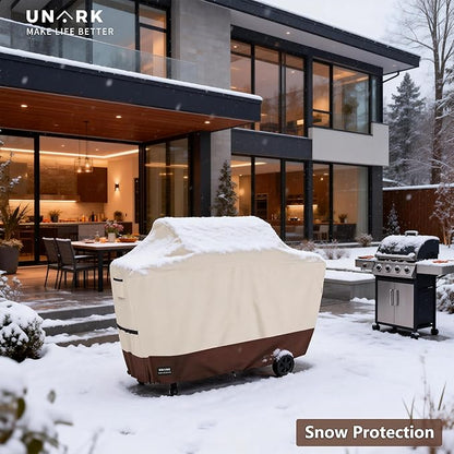 Grill Cover for Outdoor Grill 65 inch, Gas Grill Covers Heavy Duty Waterproof Suitable for Weber Genesis 2, All Weather Protection 65 Inch Grill Cover 65" L x 24" W x 46" H Beige and Brown