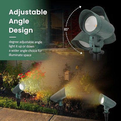 Low Voltage Landscape Lighting, 6.5W Outdoor LED Spotlight with Connectors, IP65 Waterproof Garden Tree Pathway Yard Patio Spot Lights, 3000K Warm White 12V AC Directional Up Light, 4 Pack