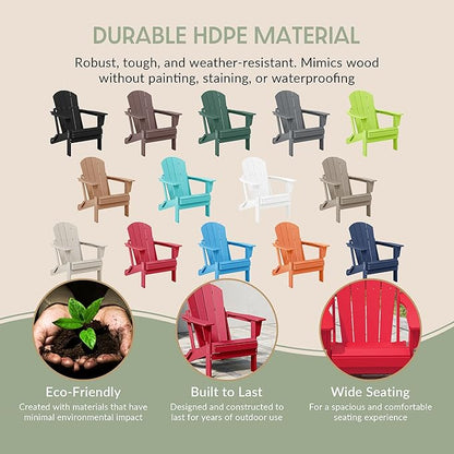 WestinTrends Malibu HDPE Outdoor Patio Folding Poly Adirondack Chair, Red