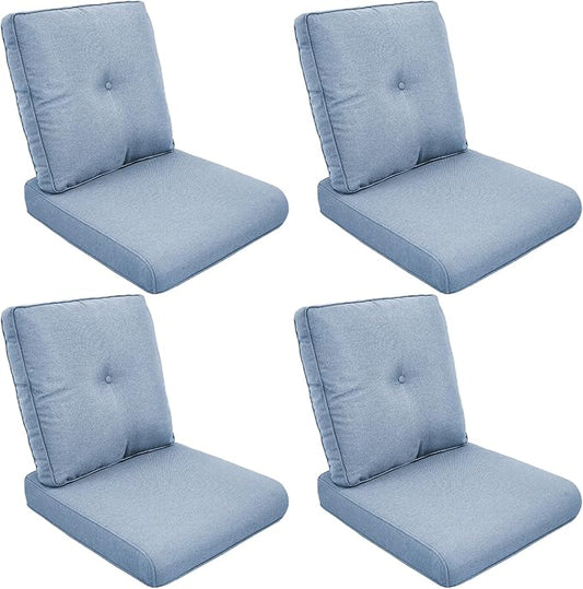 Patio Cushions for Outdoor Furniture - 22" x 25" x 4" UV Resistant Thick Foam Cushions Water Resistant Replacement Cushion for Outdoor Patio Furniture Chair/Sofa/Couch | Baby Blue | 4-Pack |