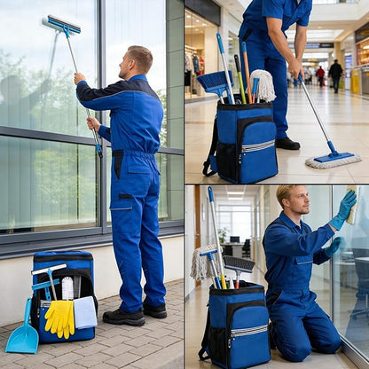 Cleaning Tool Backpack & Belt Set - Large Capacity Multi-Pocket, Durable Reinforced Material, Hands-Free for Housekeepers Cleaners Gardeners | Ideal for Housekeeping Car Cleaning Household Maintenance