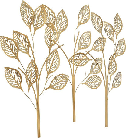 Deco 79 Metal Leaf Home Wall Decor Wall Sculpture, Wall Art 36" x 1" x 29", Gold