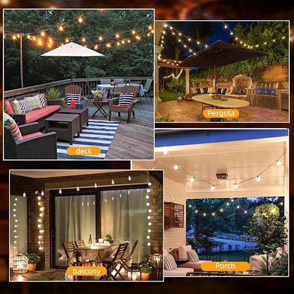 56Ft Outdoor String Light: G40 Waterproof Patio Lights with 25+2 Shatterproof Bulbs-Connectable Hanging Christmas Lights for Backyard, Porch, Deck, Balcony, Garden, Home Decor