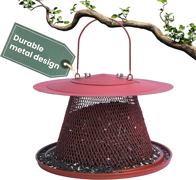 Perky-Pet Durable Wild Bird Feeder - 2.5 lb Seed Capacity - Feed up to 15 Birds at Once - Red, C00322 - Hanging Wild Bird Feeder for Outdoor Decor